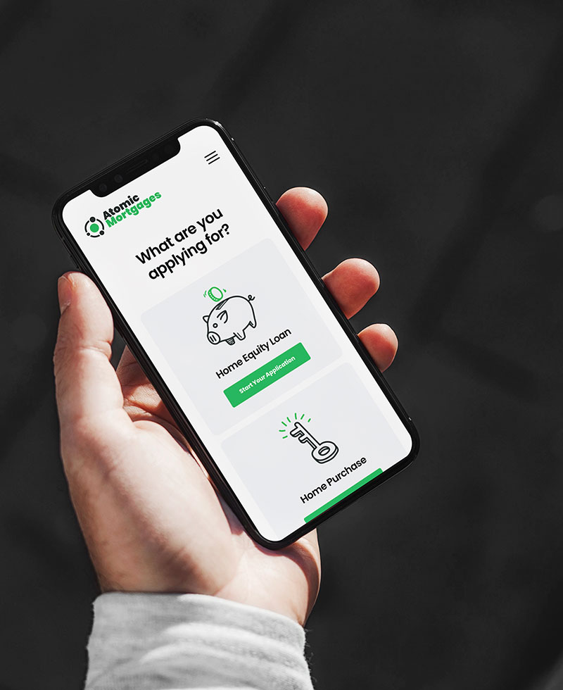 Atomic Mortgages Landing Page on iPhone X