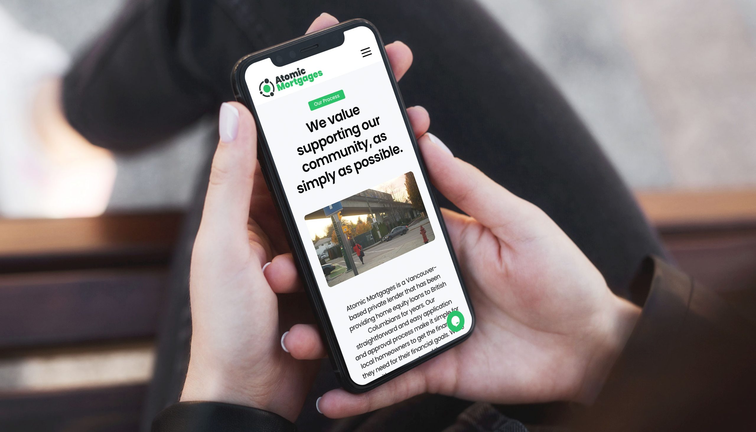 Atomic Mortgages Landing Page on iPhone X