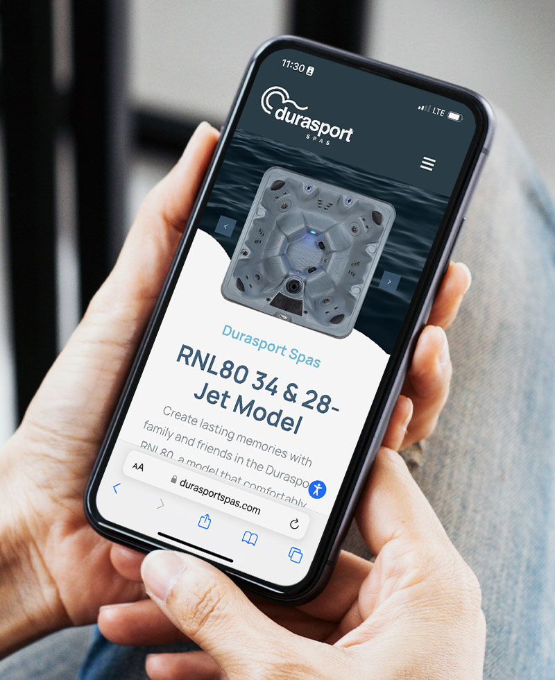 Durasport Spas Hot Tub Page on iPhone