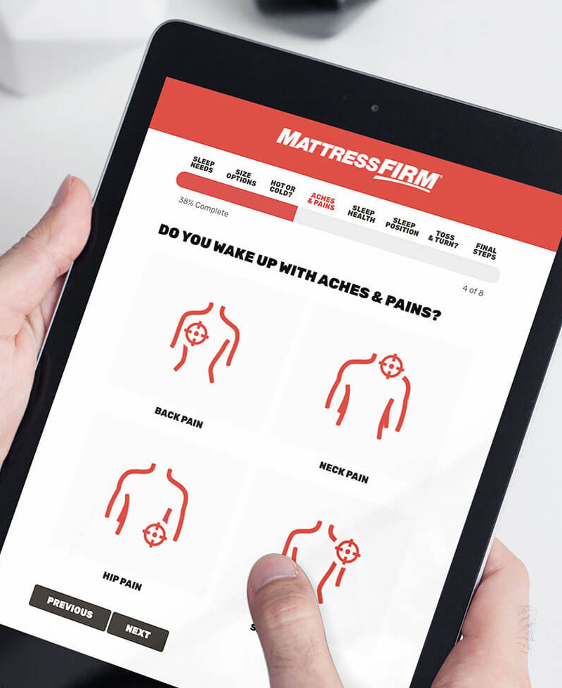 Mattress Firm Landing Page on iPad