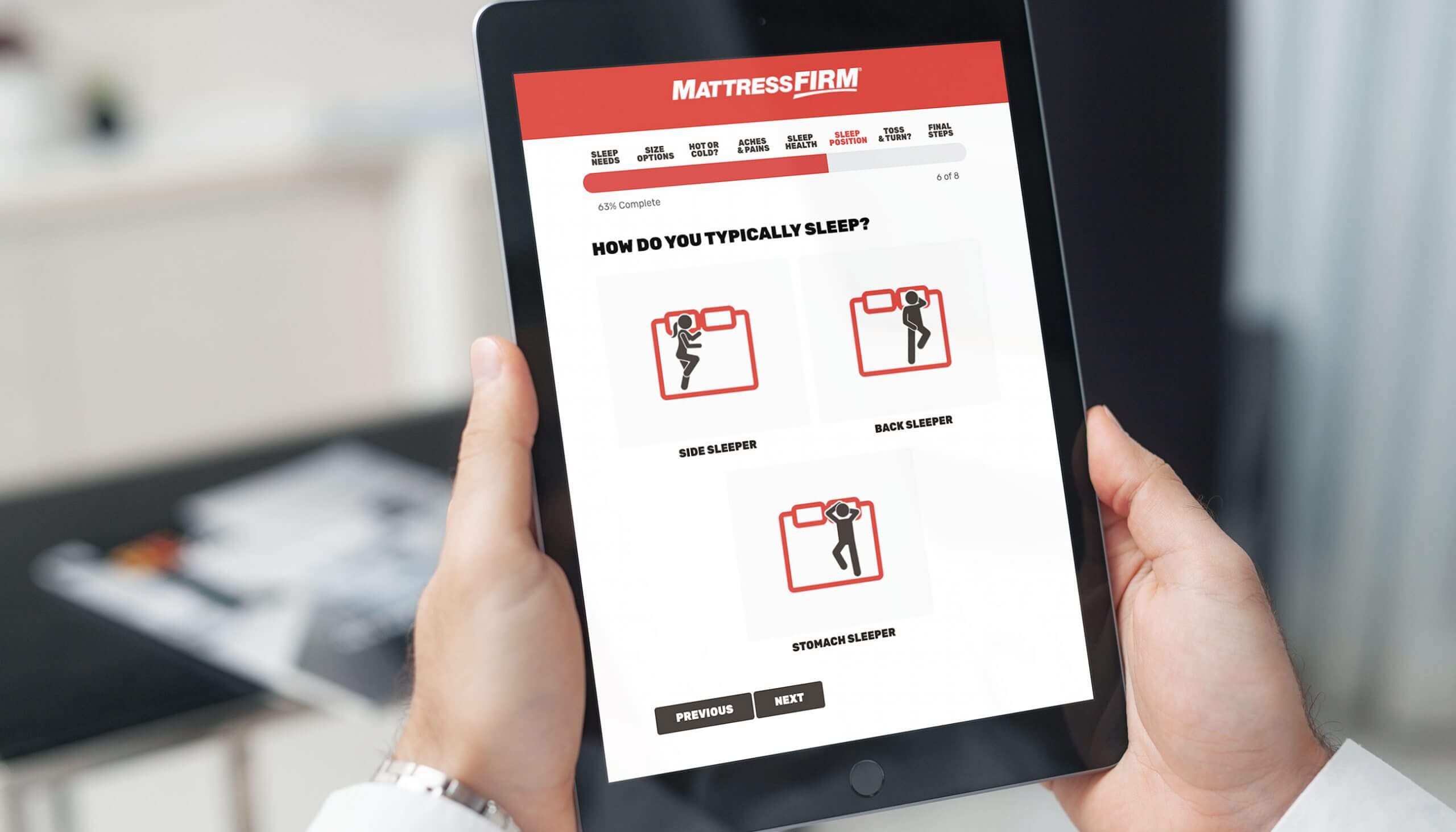 Mattress Firm Landing Page on iPad