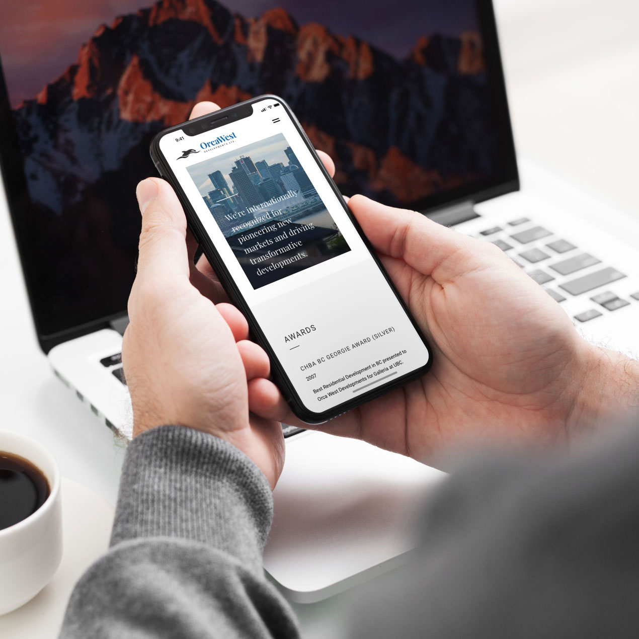 Orca West Developments Landing Page on iPhone X