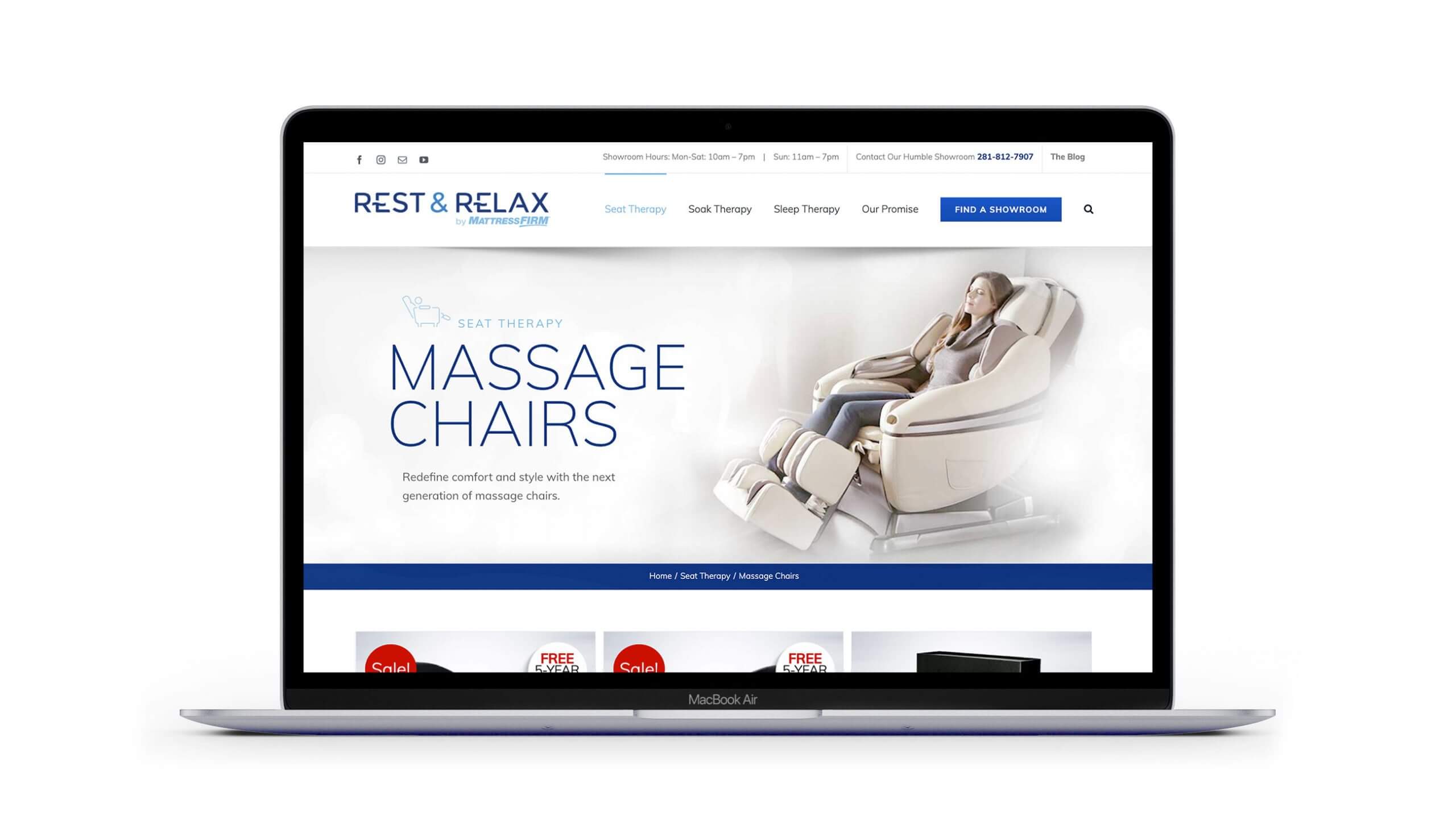 Rest & Relax by Mattress Firm Product Page on MacBook Air