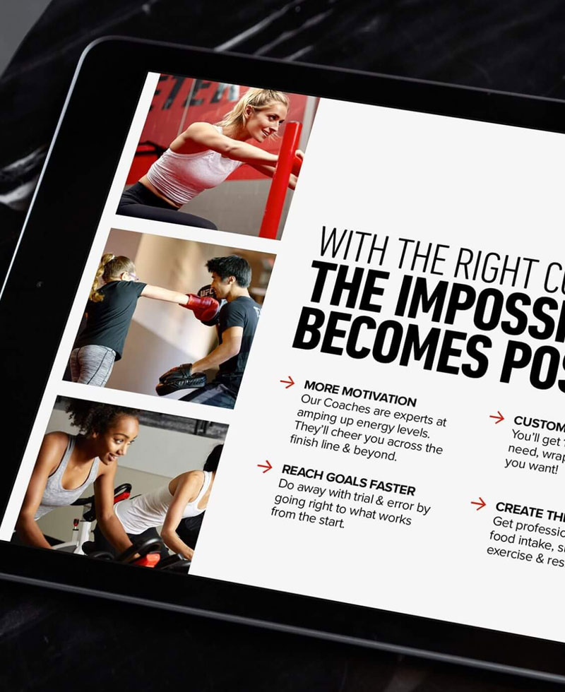 UFC Gym Landing Page on iPad