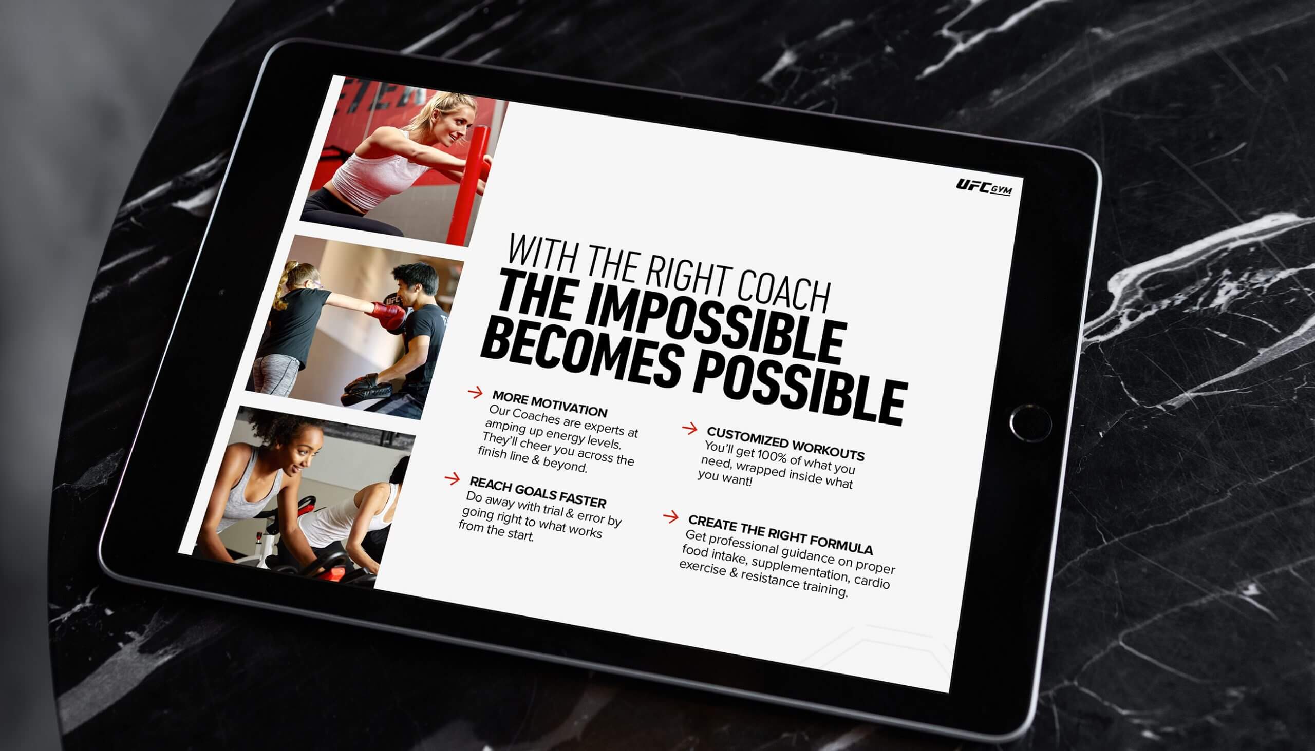 UFC Gym Landing Page on iPad