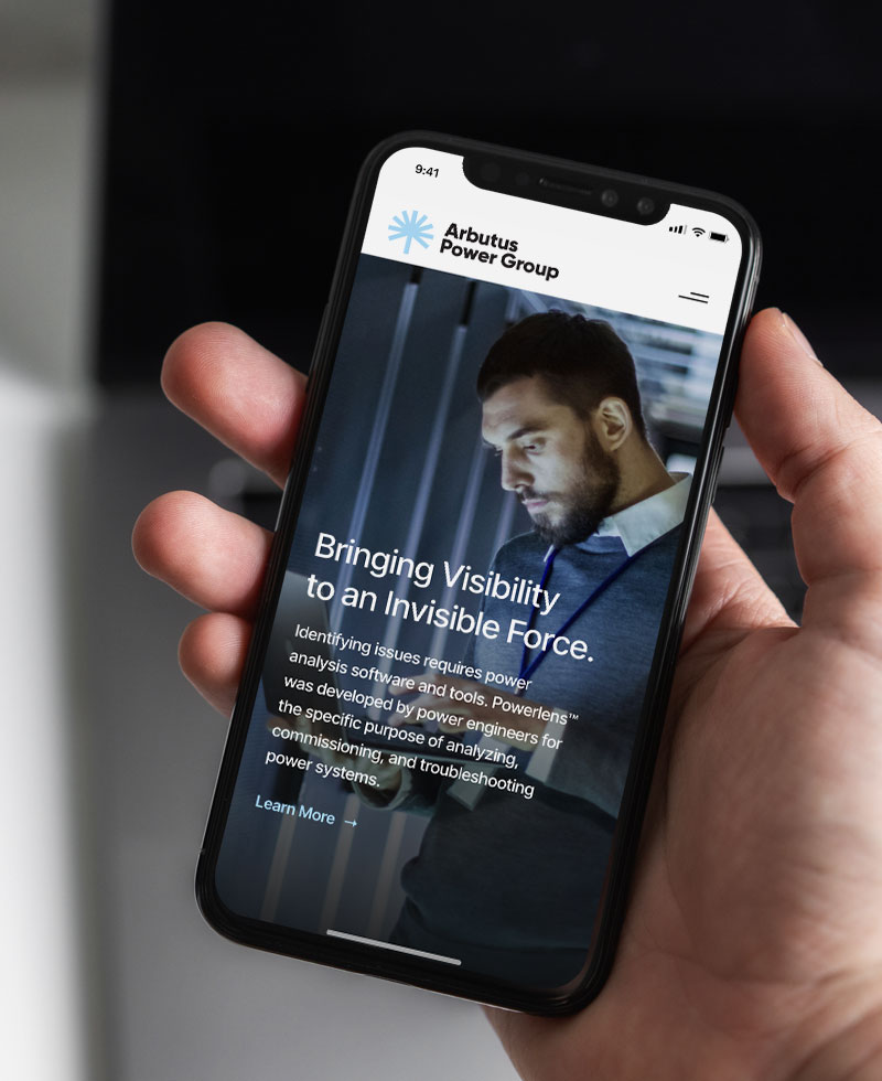 Arbutus Power Group Website on an iPhone